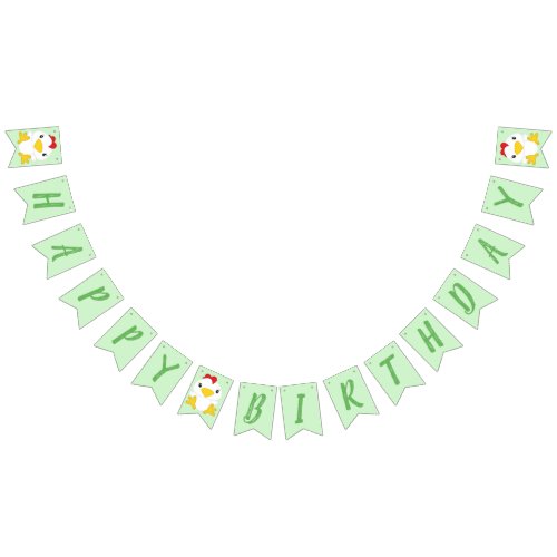 Chicken Birthday Party Green Bunting Flags
