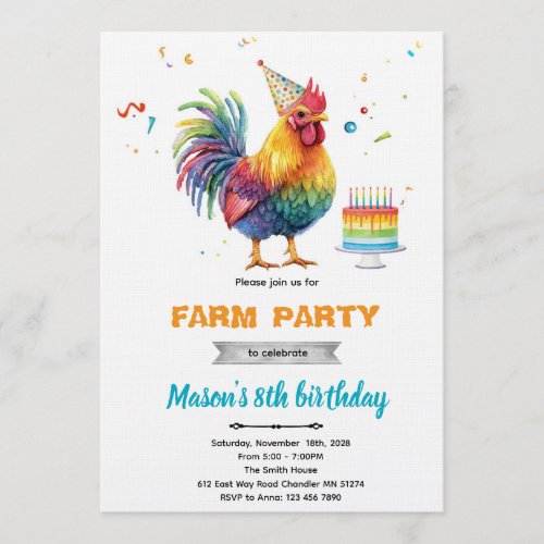 Chicken Birthday Party Invitation