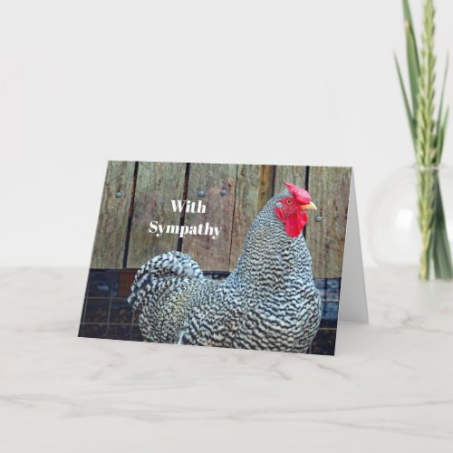 Chicken Black and White Rooster Photo Sympathy Card