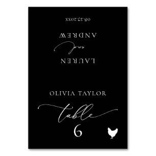 Chicken Black Minimalist Wedding Table Number