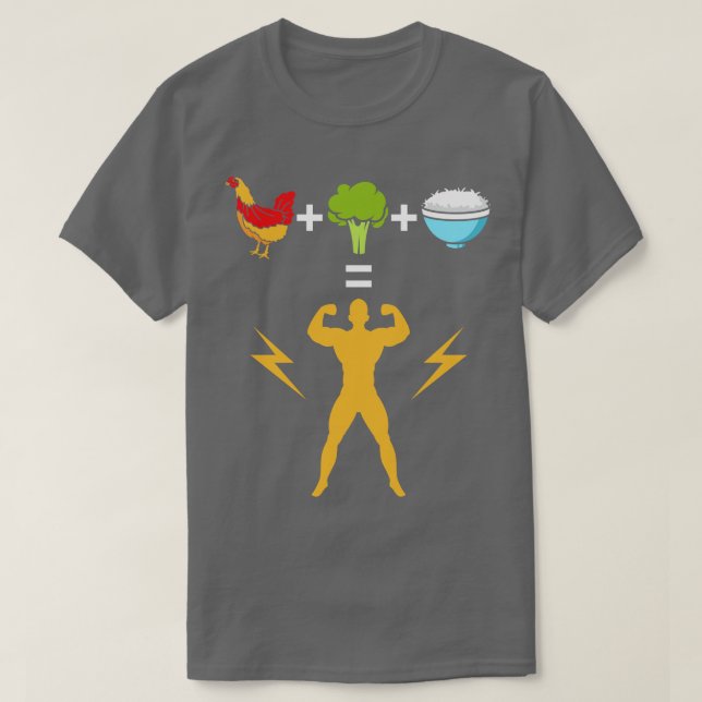 Chicken Broccoli and Rice bodybuilder T-Shirt (Design Front)