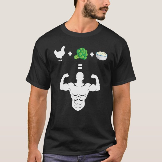 Chicken Broccoli Rice Bodybuilder Fun Broccoli Lov T-Shirt (Front)