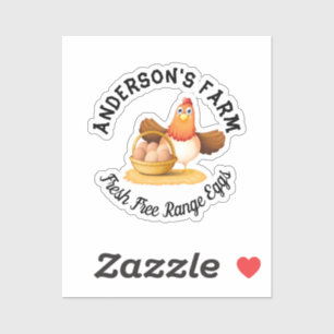 Chicken Business Funny Custom Family Farm Egg Sticker