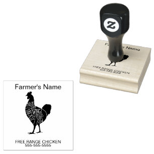 chicken butcher egg meat free range farm rubber stamp