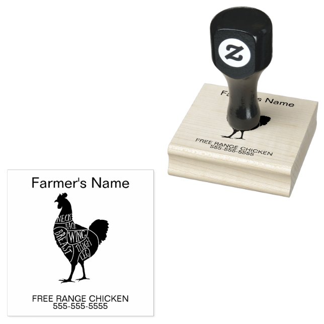chicken butcher egg meat free range farm  rubber stamp (Stamped)