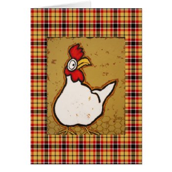 Chicken Card With Plaid by ronaldyork at Zazzle