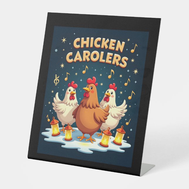 Chicken Carolers Pedestal Sign (Front)