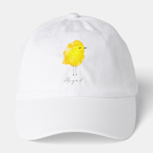 Chicken chick chickadee yellow cute watercolor hat