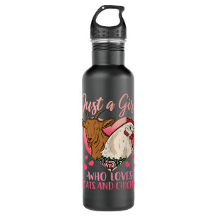 Chicken Chick Kids Goat Chicken Just a Girl Who Lo Stainless Steel Water Bottle