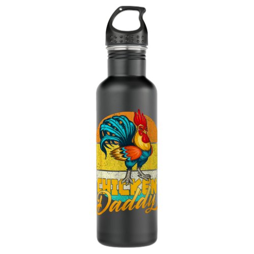 Chicken Chick Mens Vintage Chicken Daddy Retro Far Stainless Steel Water Bottle