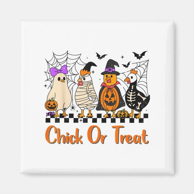 Chicken Chick Or Treat Funny Halloween Costume Far Magnet (Front)