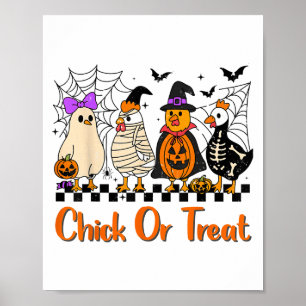 Chicken Chick Or Treat Funny Halloween Costume Far Poster