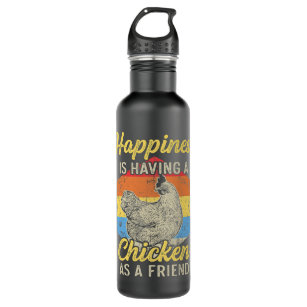 Chicken Chick Retro Sunset I Happiness is having a Stainless Steel Water Bottle