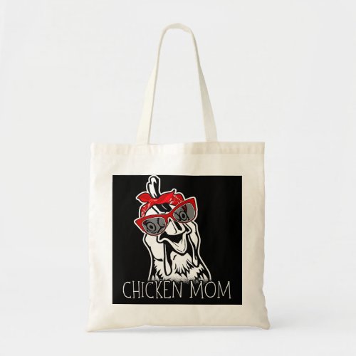 Chicken Chick with bandana and glasses Mom 44 Roos Tote Bag