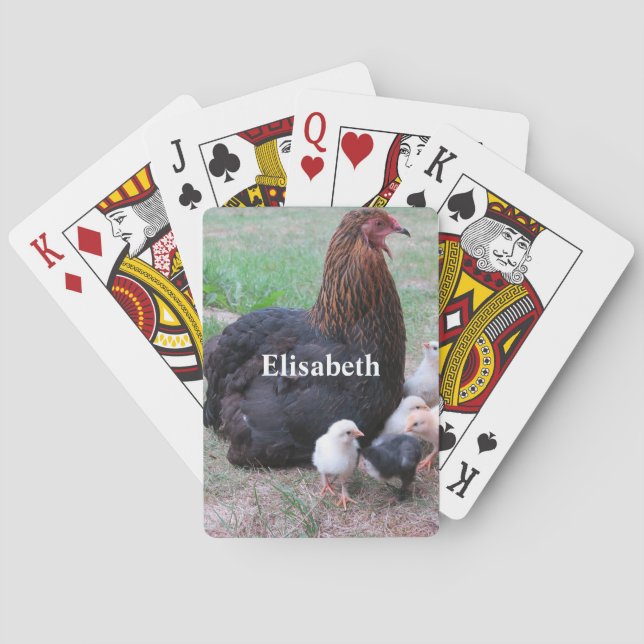 chicken, chicks, chickens, chick, animal, bird, pl poker cards (Back)