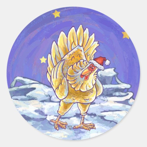 Chicken Christmas Classic Round Sticker