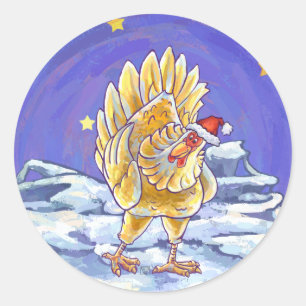 Chicken Christmas Classic Round Sticker