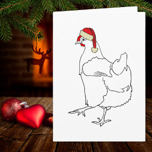 Chicken Christmas cute hen drawing Card