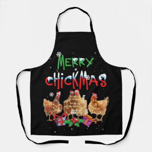 Chicken Christmas Fairy Lights Merry Xmas Chicken Apron