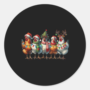 Chicken Christmas Lights Farm Animal Cute Xmas Hol Classic Round Sticker