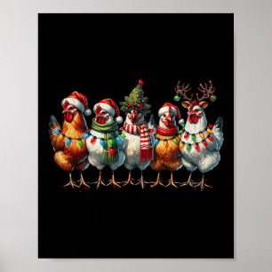 Chicken Christmas Lights Farm Animal Cute Xmas Hol Poster