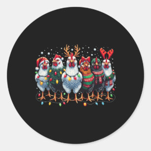 Chicken Christmas Lights Farm Xmas Classic Round Sticker