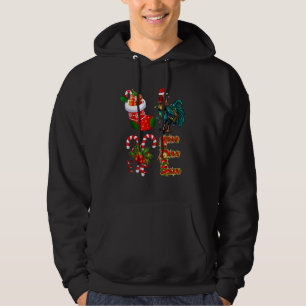 Chicken Christmas Lights Led Santa Hat Christmas Hoodie