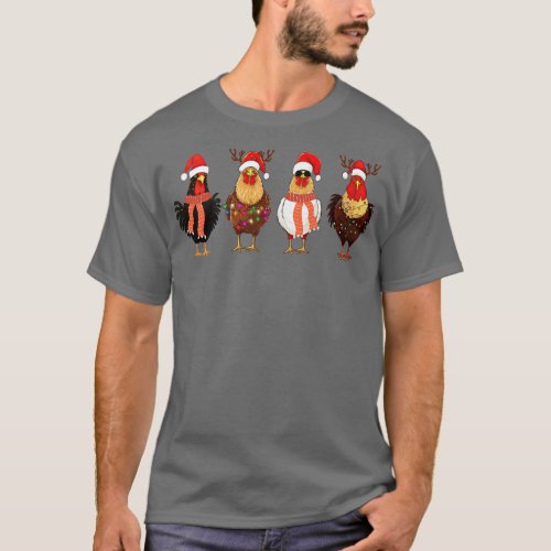 Chicken Christmas Lights Matching Family Xmas Gift T_Shirt