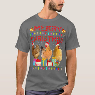 Chicken Christmas Lights Merry Xmas Chicken Funny T-Shirt