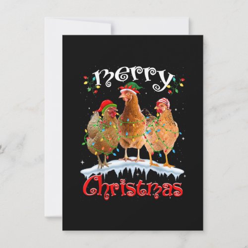 Chicken Christmas Lights Merry Xmas Chicken Invitation