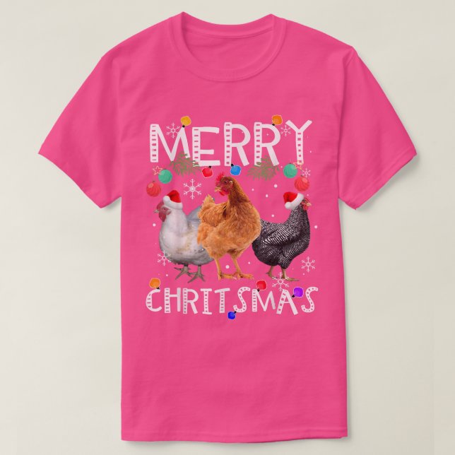 Chicken Christmas Lights Merry Xmas Chicken  T-Shirt (Design Front)