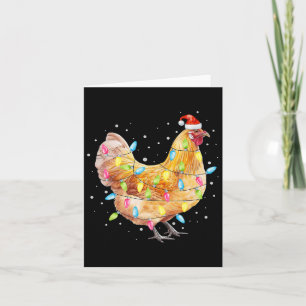 Chicken Christmas Lights Santa Hat Chicken Farm An Card