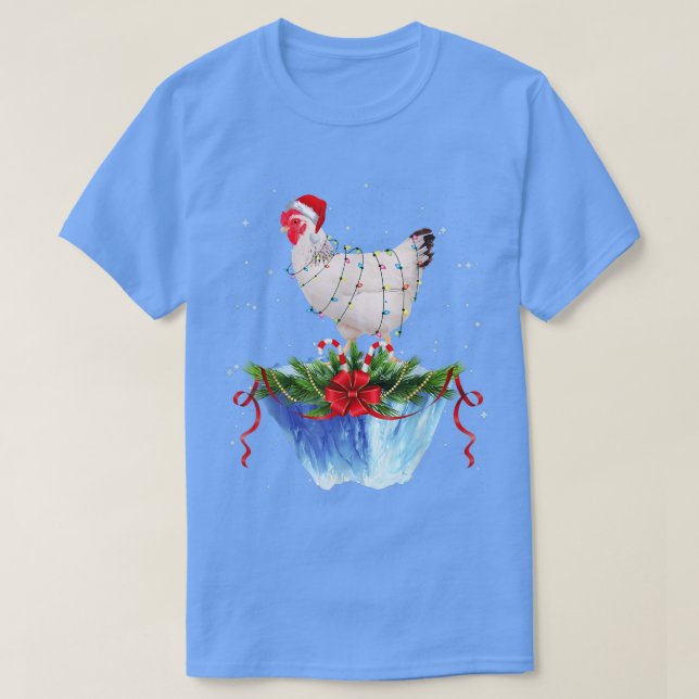 Chicken Christmas Lights Xmas Funny  T-Shirt (Design Front)