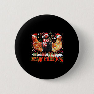 Chicken Christmas Merry Chickmas Santa Claus Hat F Button