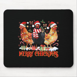 Chicken Christmas Merry Chickmas Santa Claus Hat F Mouse Pad