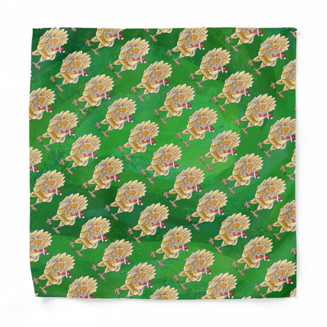 Chicken Christmas On Green Bandana (Front)