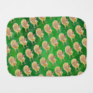 Chicken Christmas On Green Burp Cloth