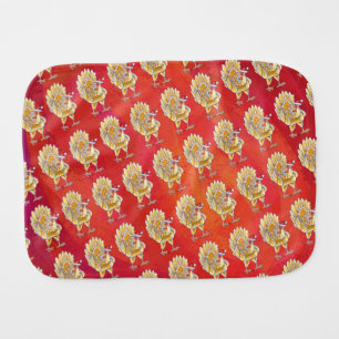 Chicken Christmas On Red Burp Cloth