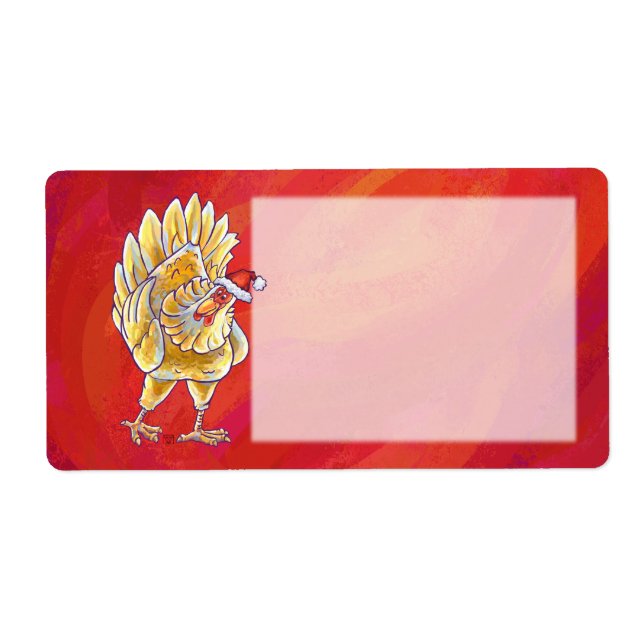 Chicken Christmas On Red Label (Front)