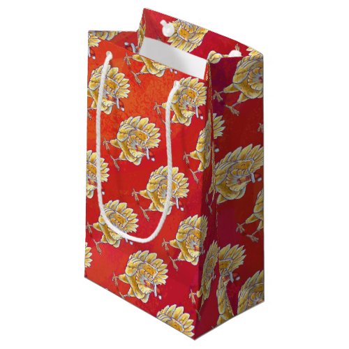 Chicken Christmas On Red Small Gift Bag