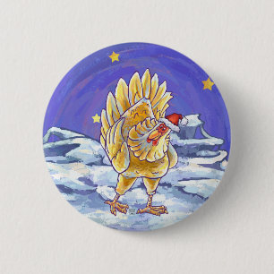 Chicken Christmas Pinback Button