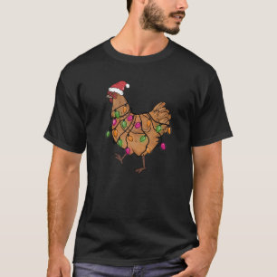 Chicken Christmas Santa  Christmas Lights Chicken T-Shirt
