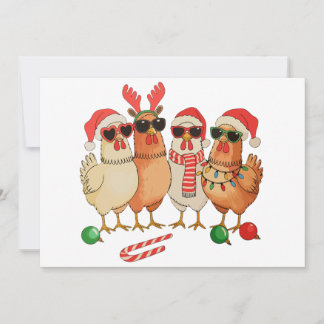 Chicken Christmas Santa Hat Farm Family Xmas Holiday Card