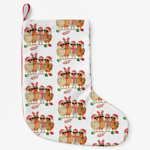 Chicken Christmas Santa Hat Farm Family Xmas Small Christmas Stocking