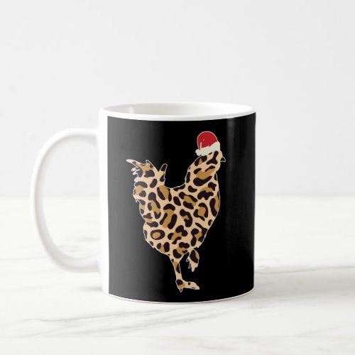 Chicken Christmas Santa Hat Leopard Print Pajamas  Coffee Mug