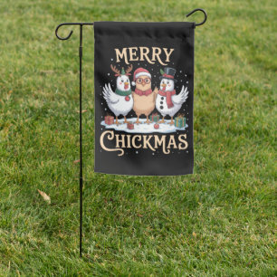 Chicken Christmas Santa Hat Merry Chickmas Farm Garden Flag