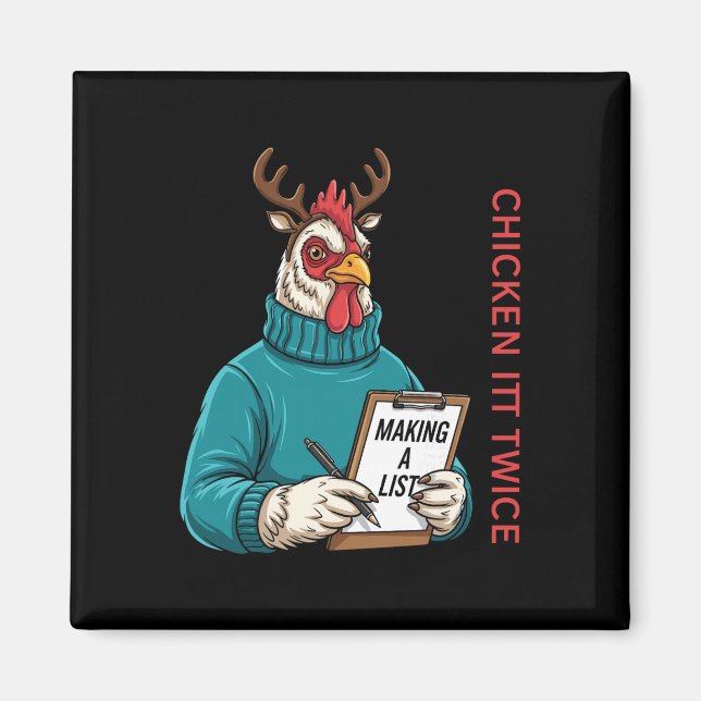 Chicken Christmas Shirt, Making A List Chicken It  Magnet (Front)