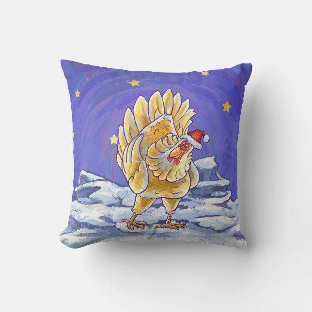 Chicken Christmas Throw Pillow (Front)