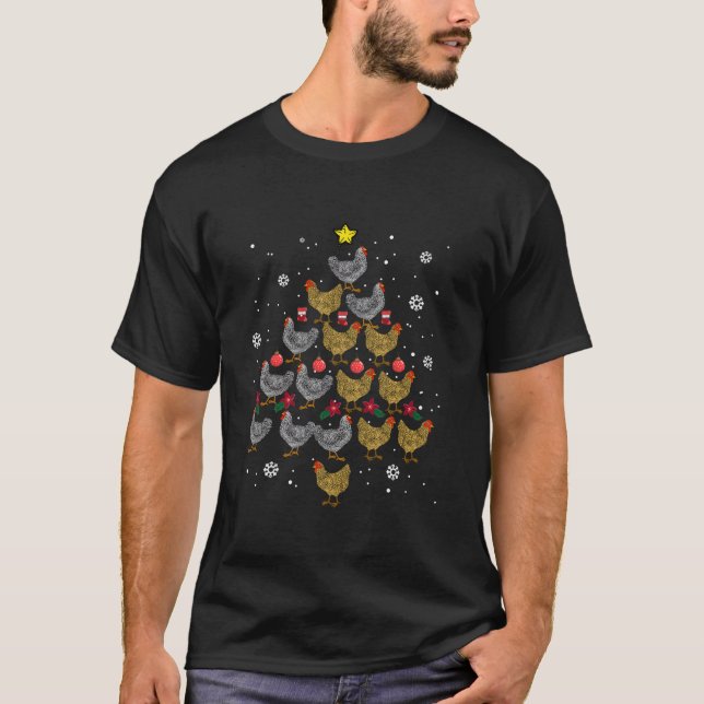 Chicken Christmas Tree Animal Xmas Women Men Farm T-Shirt (Front)
