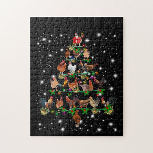 Chicken Christmas Tree Covered By Flashlight Jigsaw Puzzle (Vertical)